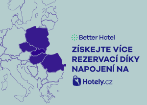 mapa střední Evropy a text napojení na hotely.cz
